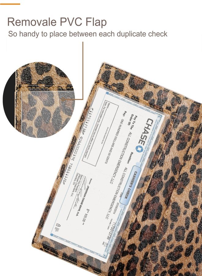 Zreal Checkbook Cover for Women, Dark Leopard - Premium Vegan Leather Holder for Personal Checks, Slim Design with Pen Loop, Clear Divider, Fits Top & Side-Tear Duplicate Checks - Image 5